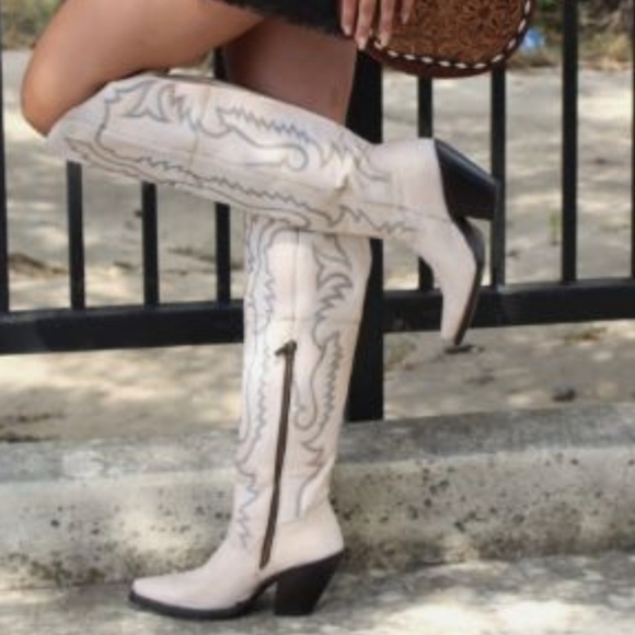 DAN POST DP4377 "Loverly" tall top white leather cowgirl western boots NWT - Picture 7 of 8